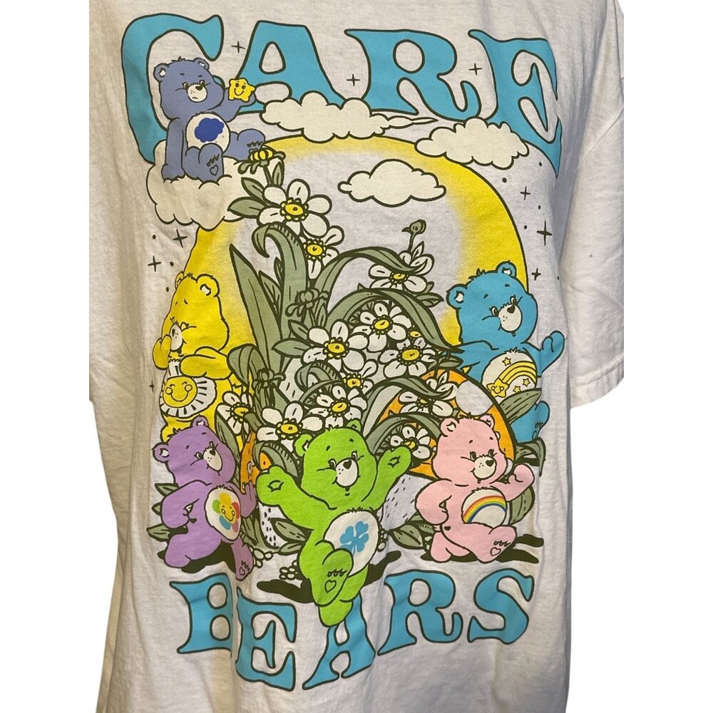 Care Bears Graphic T-Shirt White XL Floral Rainbow Bears Print - Picture 2 of 6